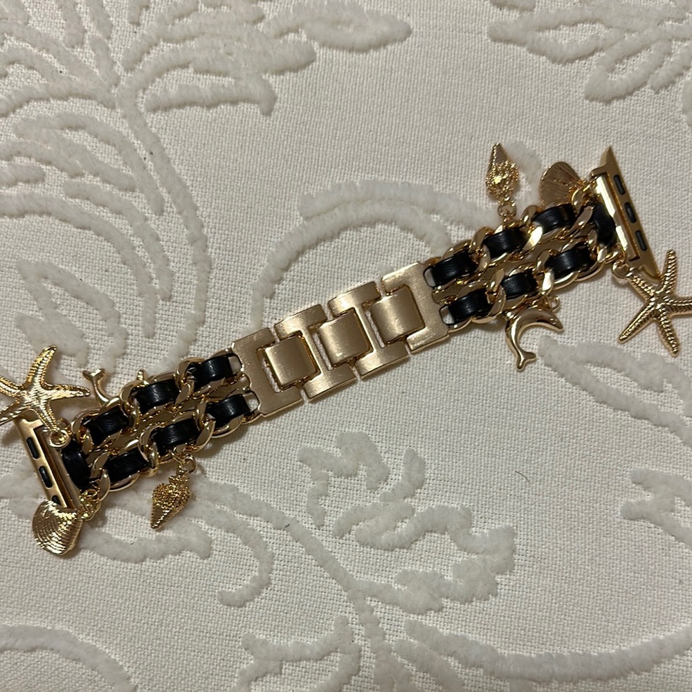 Gold and Black Charm Bracelet Apple Watch